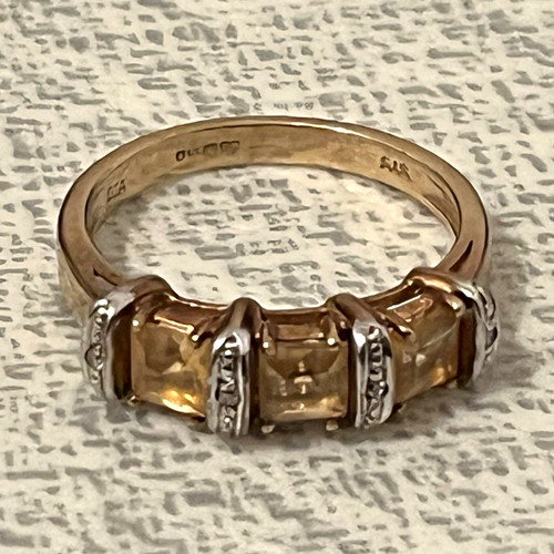 9ct yellow gold diamond ring - yellow,
