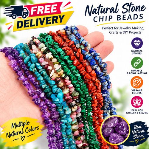 Natural stone chip beads - natural,