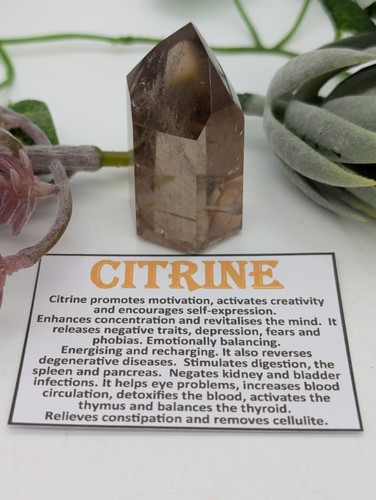 Natural smokey citrine point - smokey,