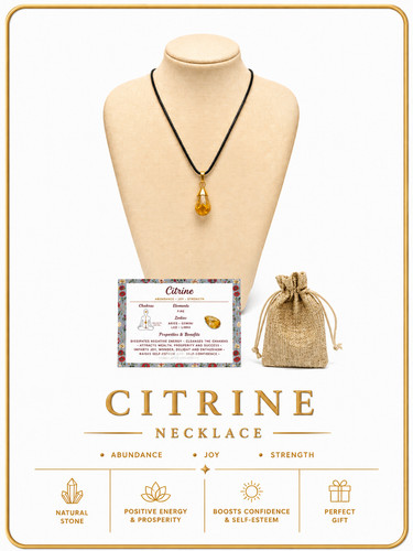 Citrine raw crystal necklace - crystal,