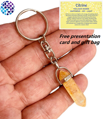 Citrine keyring point - citrine, wand