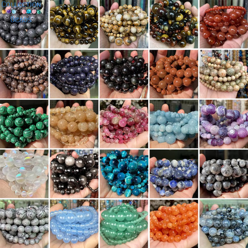 Natural stone beads - natural, eye