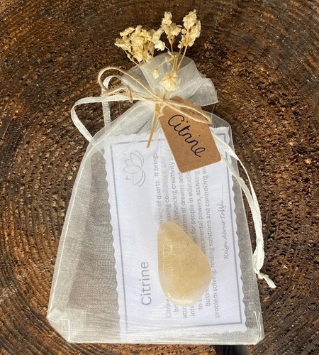 Citrine crystal tumble stone - citrine,