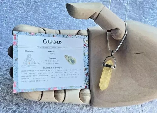 Citrine necklace pendant - necklace,