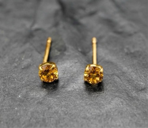 10k gold citrine stud earrings - citrine,