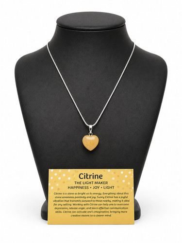 Citrine heart pendant necklace - citrine,