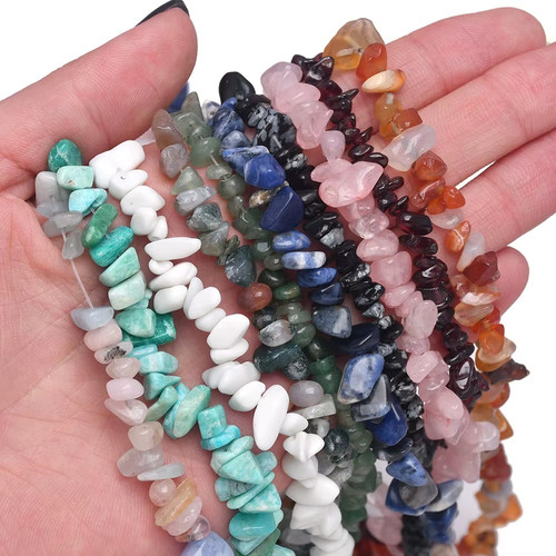 Natural stone chip beads - natural,