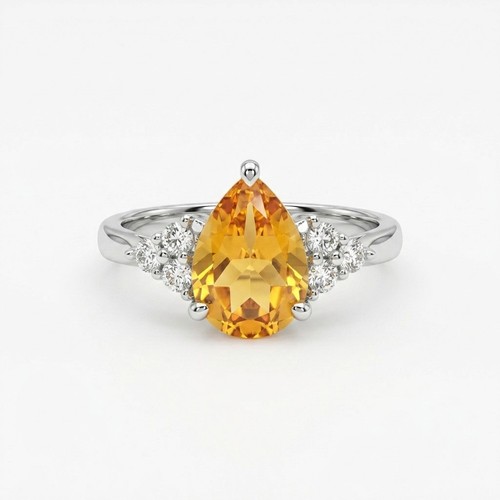 Natural citrine pear solitaire - natural,