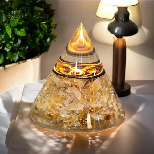 Yellow citrine cone pyramid - yellow,