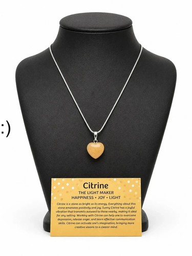 Citrine heart pendant necklace - citrine,